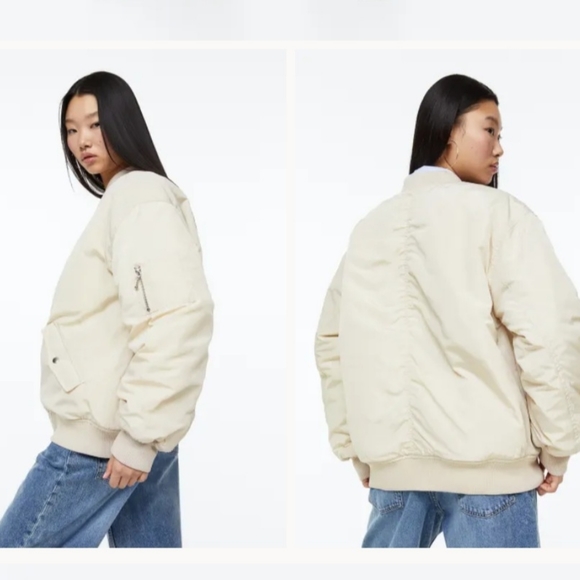 Padded bomber jacket light beige/cream - Picture 2 of 7
